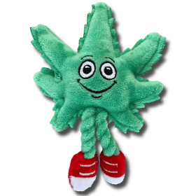My Name is Lil' MJ the Weed Leaf, Cute Stuffed Parody Marijuana Leaf Cat Toy, Funny Catnip Weed Theme Toy