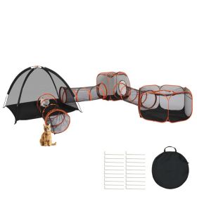 Outdoor Cat Enclosures for Indoor Cats, 6 in 1 Portable Cat Play Tent with Tunnels and Cat Houses for Indoor Outdoor