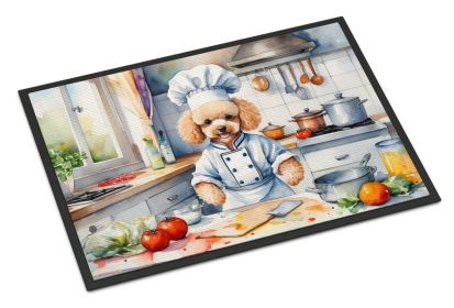 Poodle The Chef Doormat Front Door Mat Indoor Outdoor Rugs for Entryway, Non Slip Washable Low Pile, 24H X 36W